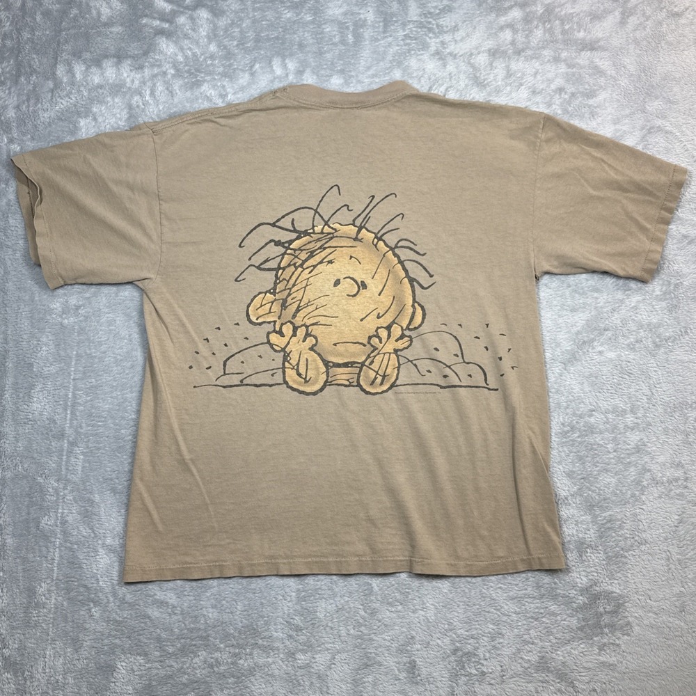 Vintage Pig Pen‎ Shirt Men XL Brown Peanuts Distressed Faded Holes Stains